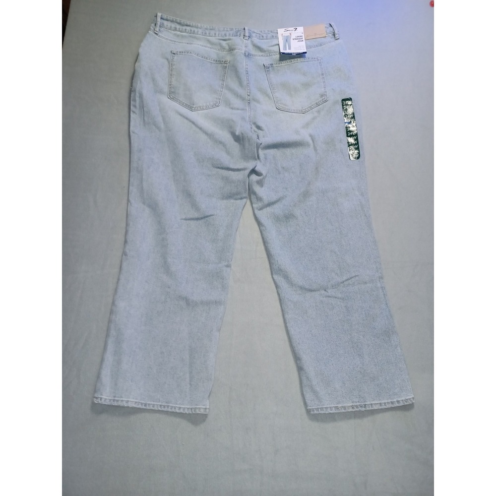 Seven7 Women Loose Straight High Rise Jeans Key West Blue SX10341DE Size 24W NWT